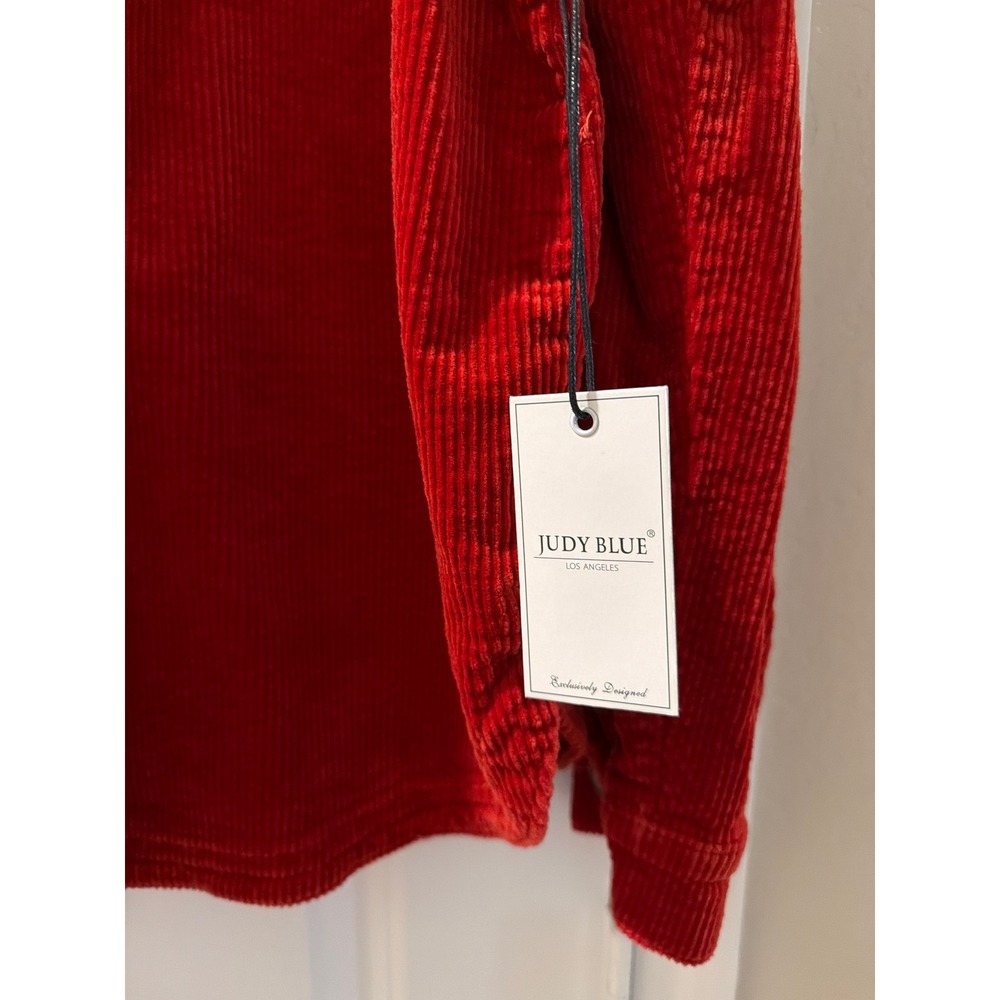 Judy Blue Rust Red Corduroy Fringe Shacket Jacket JB7831 Womens 1XL NEW - Picture 5 of 8